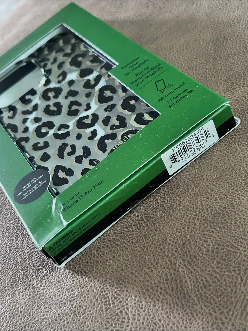 kate spade City Leopard Print Clear MagSafe iPhone 15 Pro Max Case New in Box
